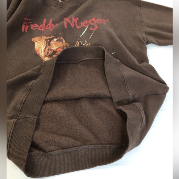 NWOT Freddy Krueger Brown Crew Loose Fit Sweater, sz MD - Picture 13 of 16